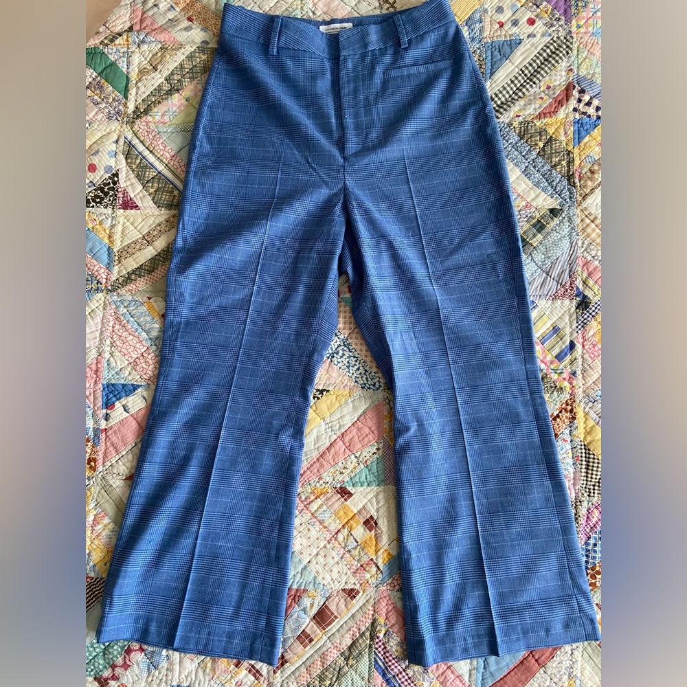 & Other Stories Blue Checkered Plaid Kick-Flare Pants